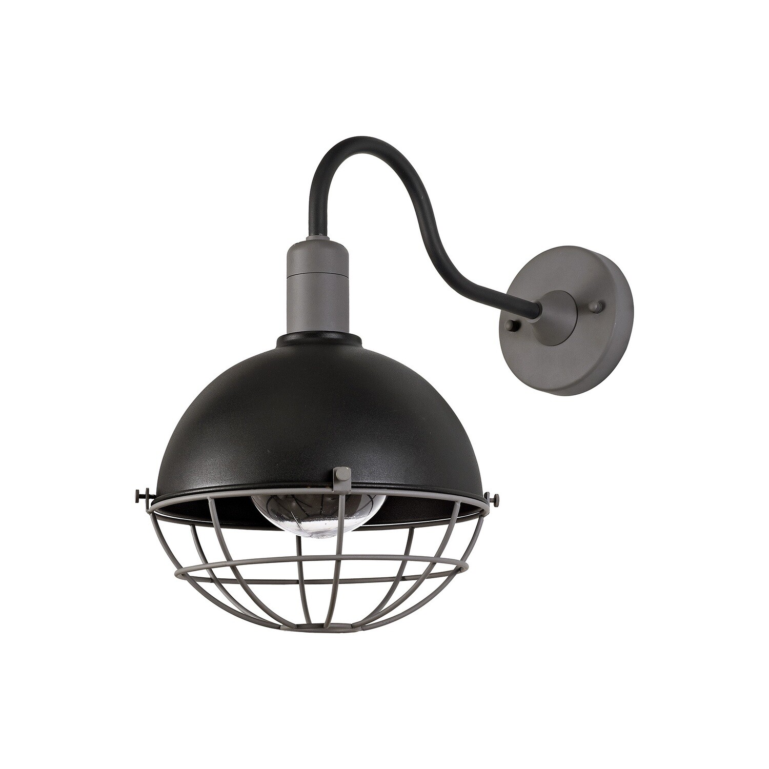 Rami Wall Lamp, 1 Light E27, IP65, Matt Black/Grey