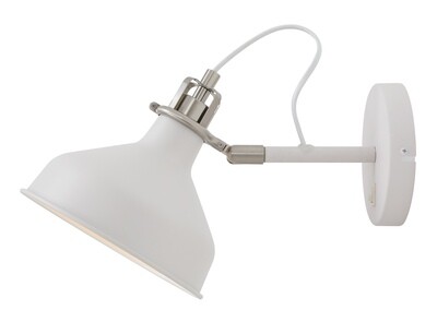 Lumina Adjustable Wall Lamp Switched, 1 x E27, Sand White/Satin Nickel/White