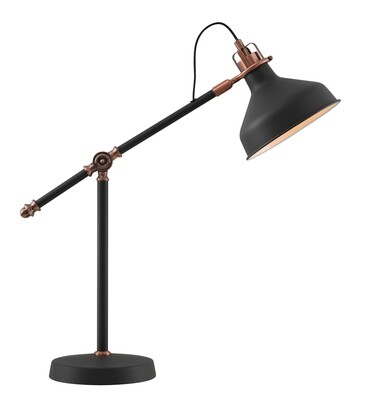 Lumina Adjustable Table Lamp, 1 x E27, Sand Black/Copper/White