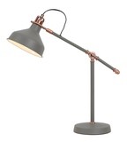 Lumina Adjustable Table Lamp, 1 x E27, Sand Grey/Copper/White