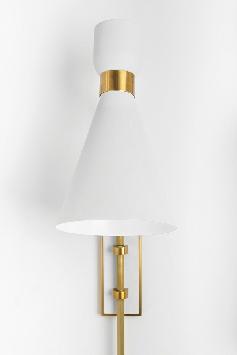 WILLA Wall Sconce 1xE27 aged Brass/ soft off White