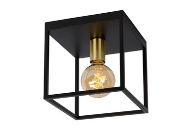 RUBEN Flush ceiling light 1xE27 Black/Matt-Gold Brass