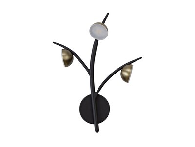 Zephyr 3 Light Wall Lamp, 3 x 3W LED, 3000K, 495lm, Black/Antique Brass
