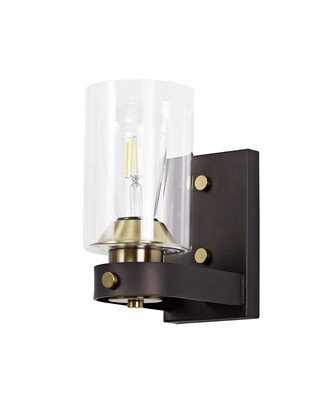 Marini Wall Lamp 1 Light E27, Brown Oxide/Bronze With Clear Glass Shades