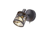 Bunji 1 Light Spotlight E14, Matt Grey/Polished Chrome/Cognac