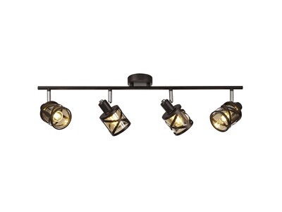 Bunji 4 Linear Bar Light Spotlight E14, Oiled Bronze/Polished Chrome/Amber