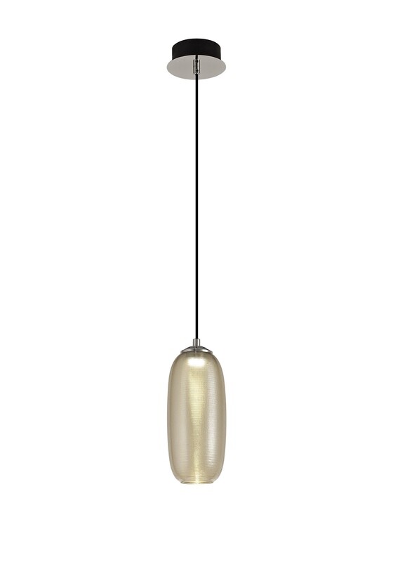 Lisa Pendant, 1 x 8W LED, 4000K, 720lm, Polished Chrome/Black/Champagne