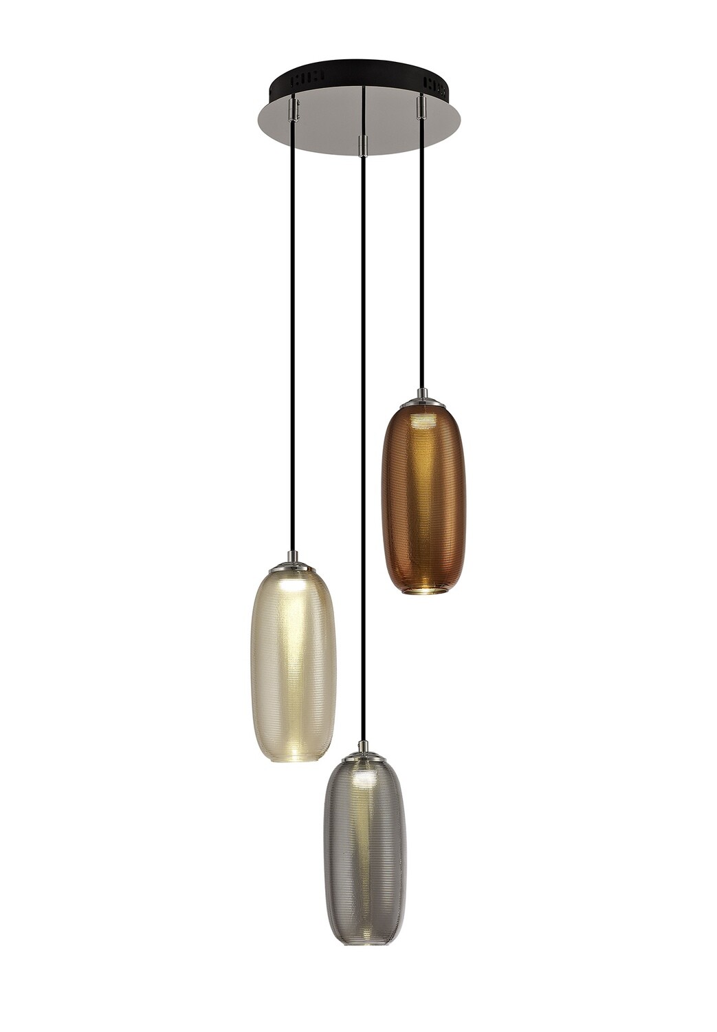 Lisa Multiple Pendant, 3 x 8W LED, 4000K, 2160lm, Smoked, Copper & Champagne/Black