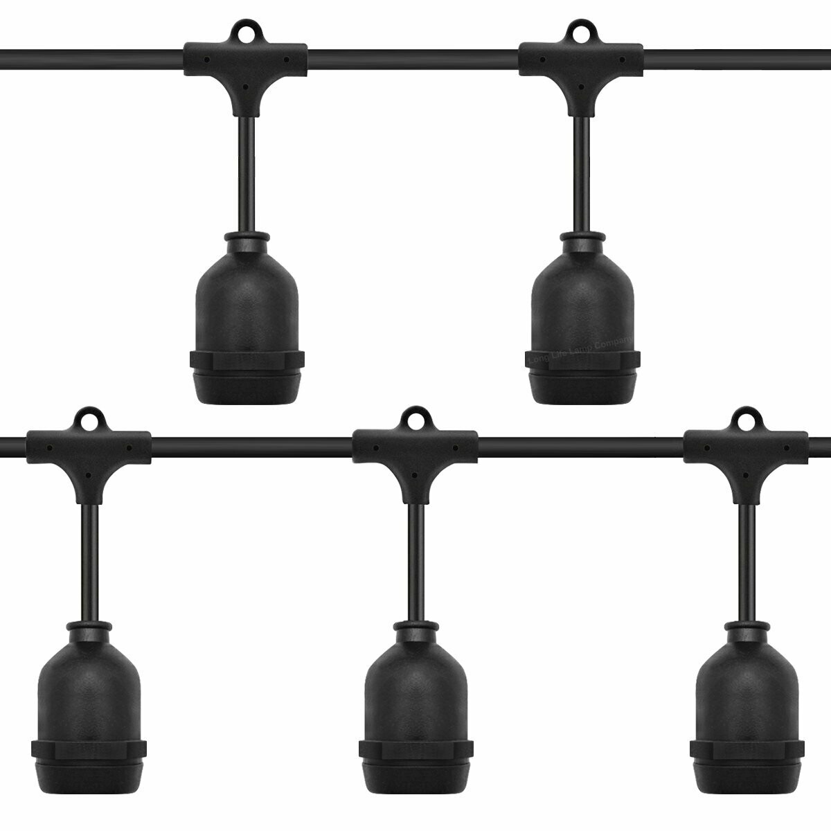 STRING LIGHT BLACK IP65 (waterproof for outdoor use) with 2 x E27 lamp holders by linear meter