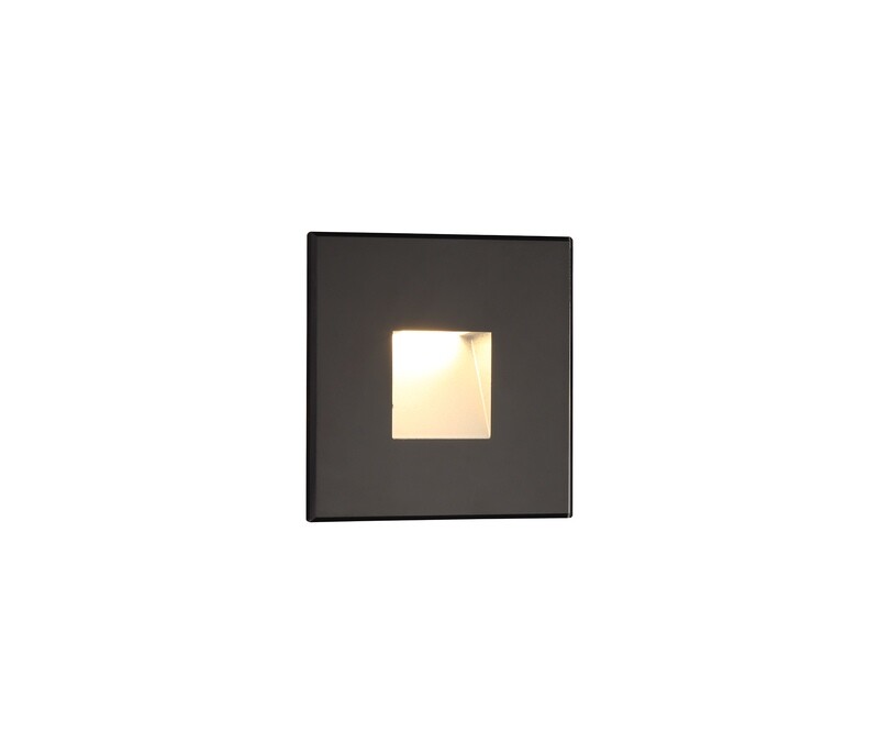 Slava Recessed Square Wall Lamp, 1 x 1.8W LED, 3000K, 70lm, IP65, Black