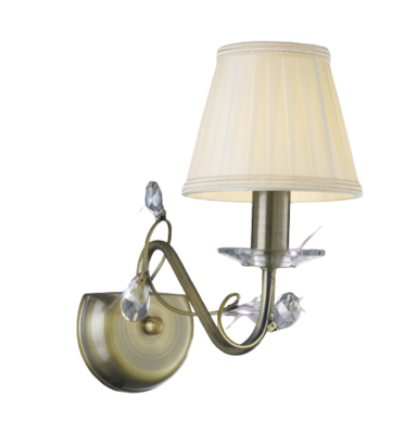 Willow Wall Lamp WITH SHADE 1 Light E14 Antique Brass/Crystal