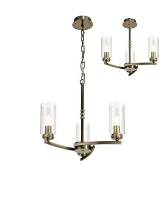 Langara Pendant/Semi Ceiling 3xE14 Antique Brass