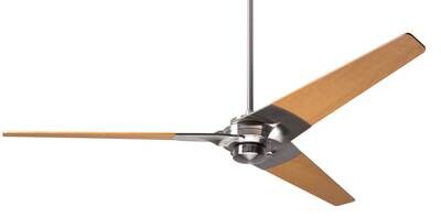 TORSION Ø132 or 157 Design ceiling fan bright nickel/maple  with wall control included
