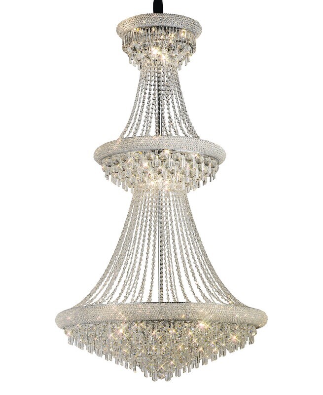 Alexandra Pendant Polished Chrome/Crystal 3 Tier 29 Light E14