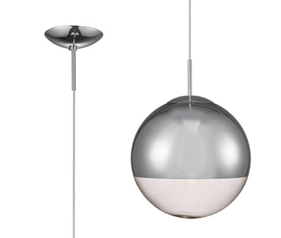 Miranda Medium Ball Pendant 1 Light E27 Polished Chrome Suspension With Mirrored/Clear Glass Globe