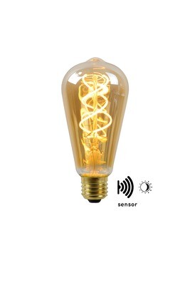 E27-LED filament-ST64 WITH TWILIGHT SENSOR  4 Watt 2200K (extra warm white) 230lm Amber