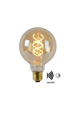 E27-LED filament-G95 WITH TWILIGHT SENSOR  4 Watt 2200K (extra warm white) 230lm Amber