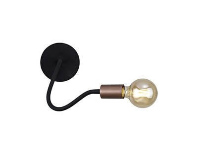 Duna Flexible Wall Lamp, 1 Light E27, Satin Black/Brushed Copper