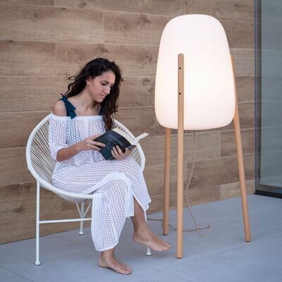 ROCKET 145 Design floor lamp cabled 2700-5000K tuneable and dimmable with wooden legs for Outdoor and Indoor