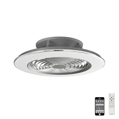 Alisio 70W LED Dimmable Ceiling Light With Built-In 35W DC Reversible Fan, Chrome/Grey Finish c/w Remote Control and APP Control