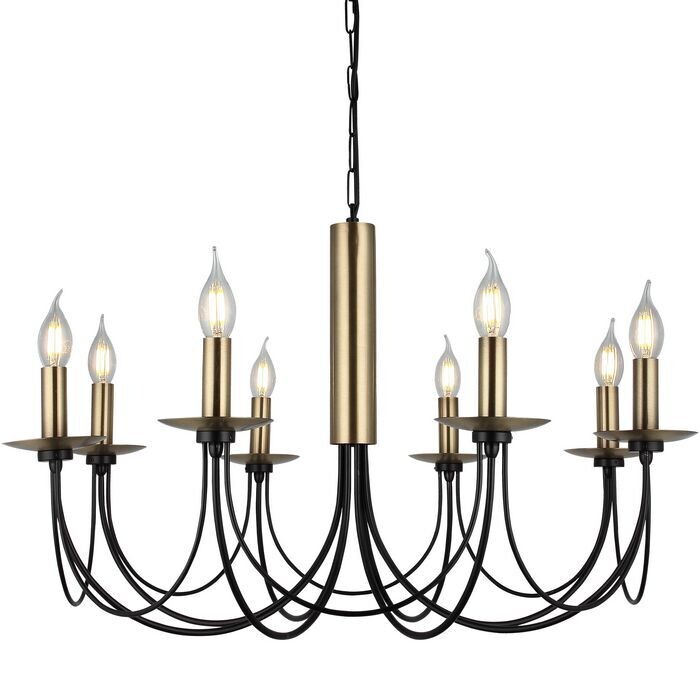 DOFA chandelier 8 x E14 Antique Brass and Black