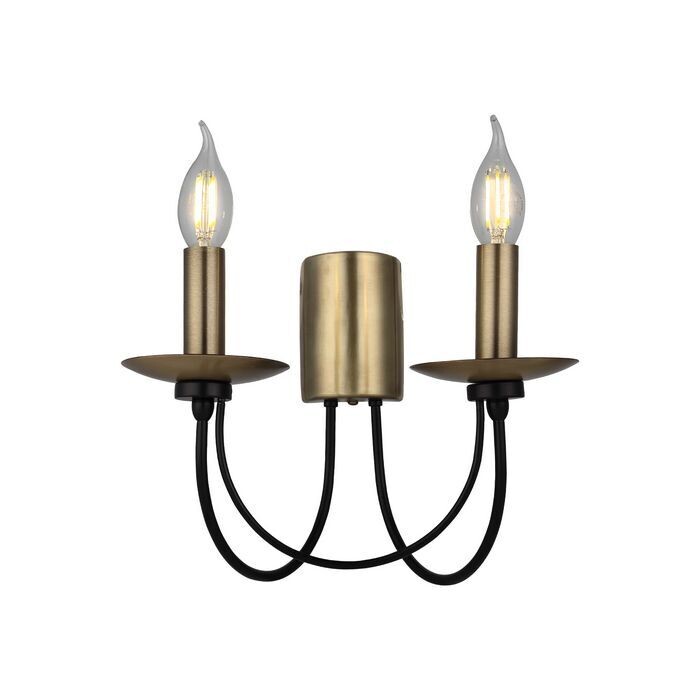 DOFA Wall Lamp 2 x E14 Antique Brass and Black