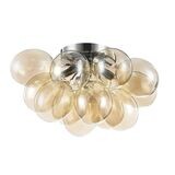 BALBO Ceiling Luminaire with Cognac Glass Balls 4xG9 Chrome