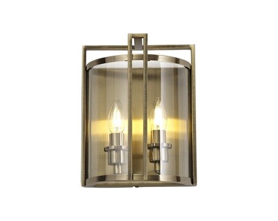 WINSTON Wall Light 2 Light E14 Antique Brass/Glass