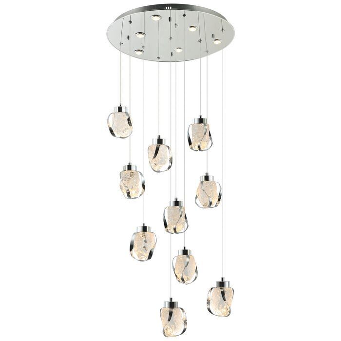 MOSSEN long modern Chandelier LED 10x7 + 6x3W 3000K (warm white) Chrome