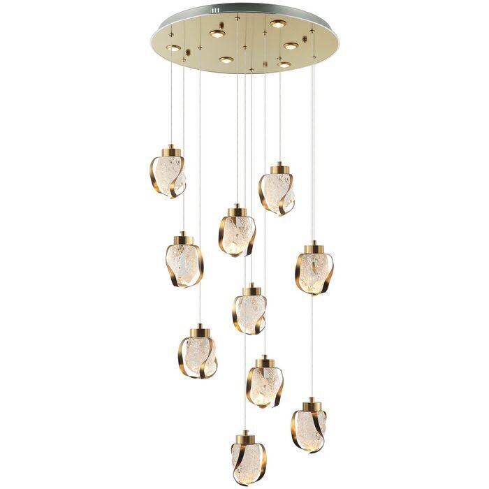 MOSSEN long modern Chandelier LED 10x7 + 6x3W 3000K (warm white) Copper