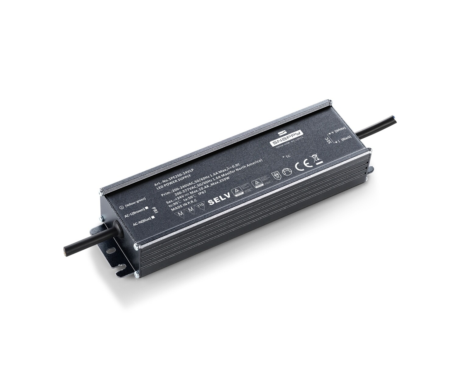 SPE, 250W, Contant Voltage Non-Dimmable Aluminium Driver, 24VDC IP67