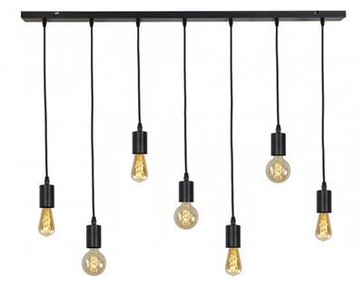 BRANDON hanging lamp 3xE27 D95 + 4xE27 Edison Style 2200K 2600lm  matt black Dimmable