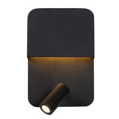 BOXER Wall Light  LED 10W 3000K Double Switch With USB charging point Black