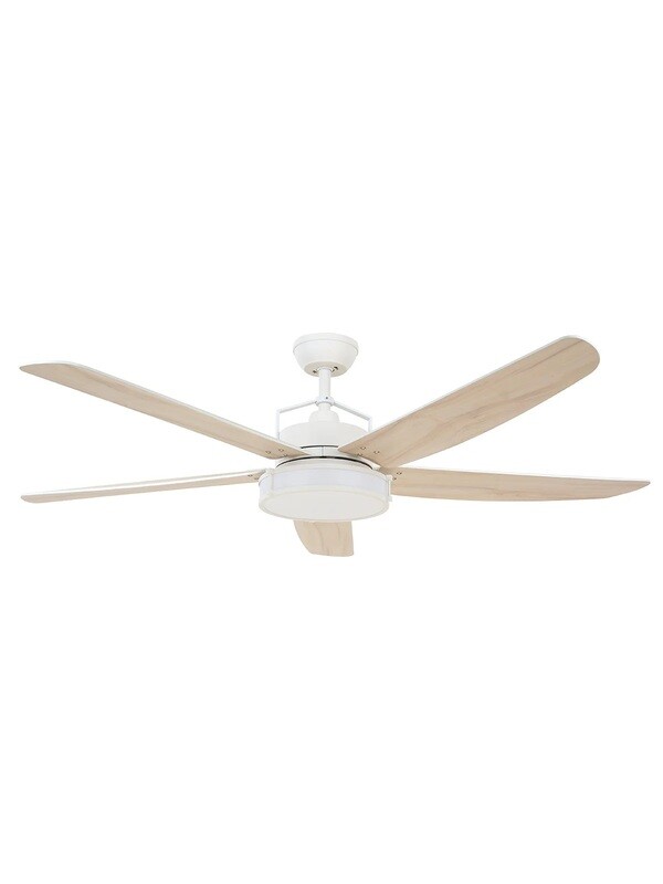 LOUISVILLE Ø157cm ceiling fan white/white oak light integrated and remote control included