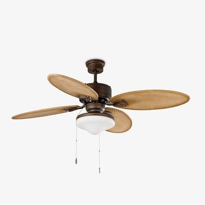 LOMBOK Dark Brown ceiling fan Ø132cm with light kit included with Pull Chain