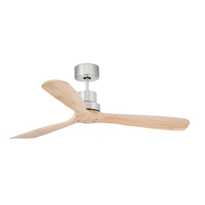 LANTAU L Satin Nickel / Pine solid wood blades ceiling fan Ø132cm with remote control included