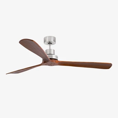 LANTAU XL Satin Nickel / Dark Walnut solid wood blades ceiling fan Ø168cm with remote control included