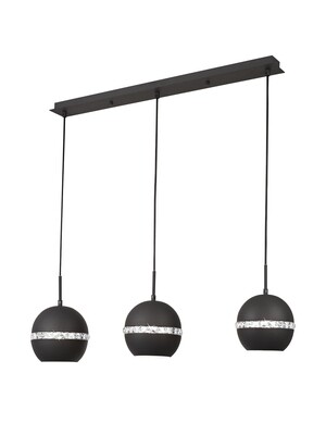 DAND linear pendant 3xE27 Graphite/Crystal