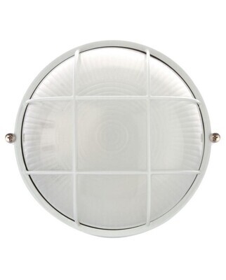 HUBLOT Round Wall/Ceiling Lamp, 1xE27, IP54, White/Glass