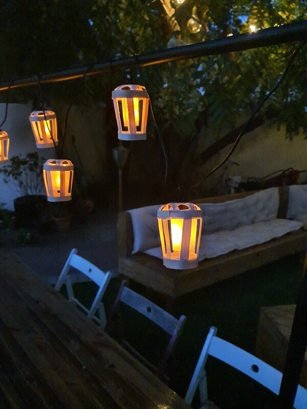 GARLAND Extendable table frame with HIAMA String Light flame effect Solar powered bamboo