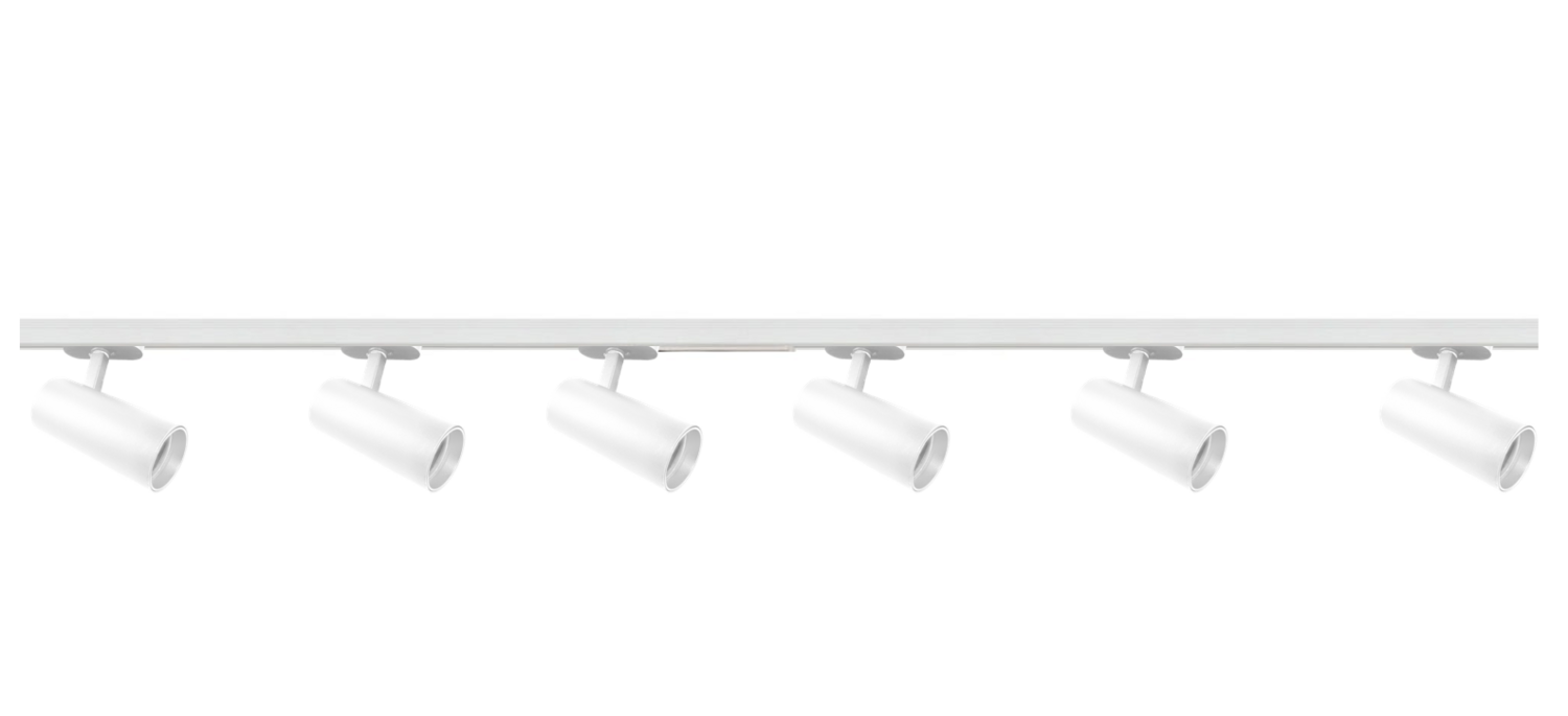CUTE SPOT White 1 Circuit Track Lighting Set 2 meter with 6 Spots 3000K ...