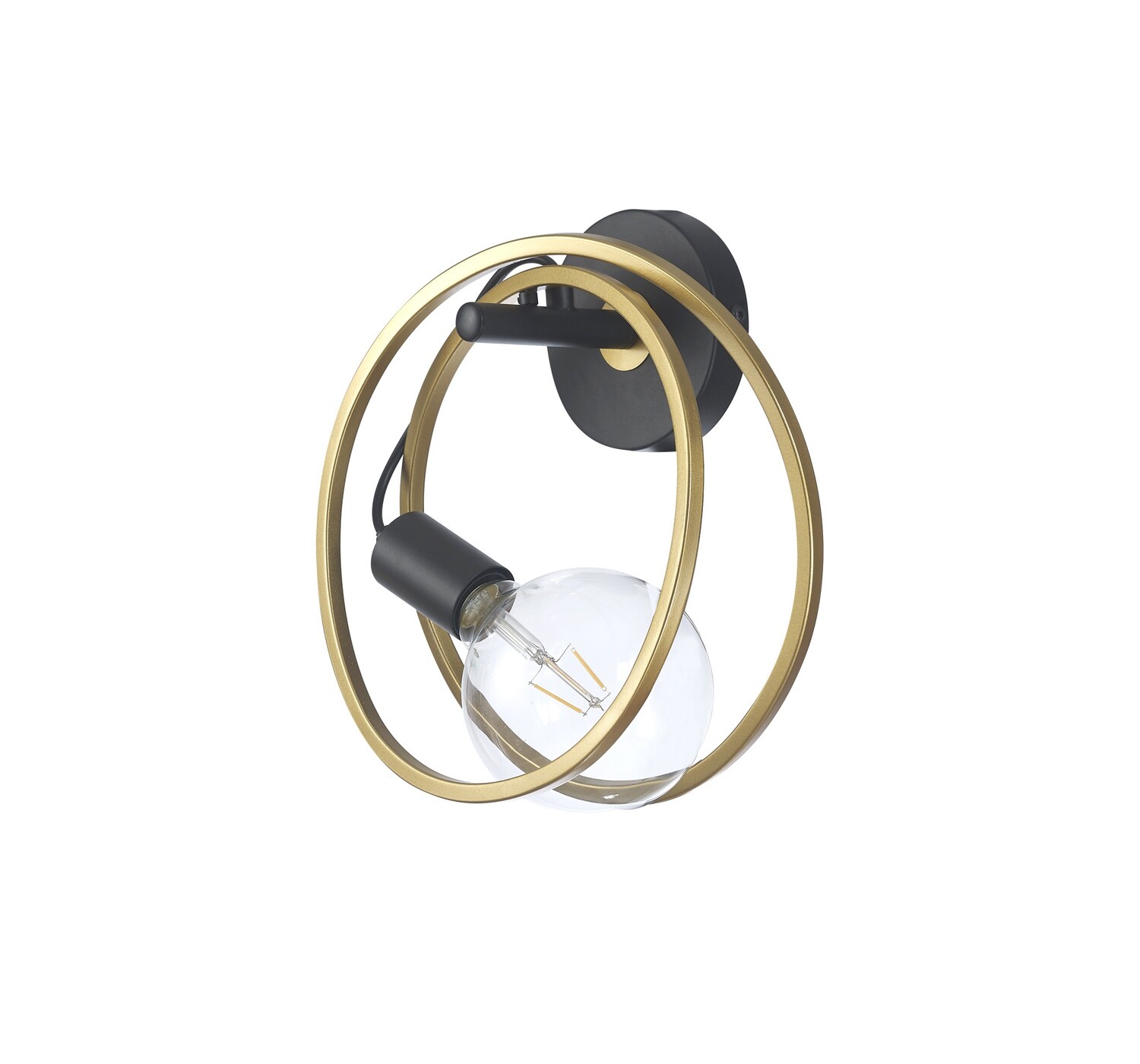 Luiden Double Ring Wall Light, 1 Light E27, Matt Black / Painted Gold,