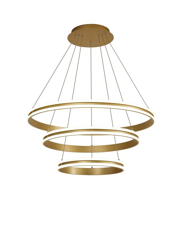 Proteus Pendant, 3 Light 50W,30W,20W LED, 3500K, 5470lm, Dimmable, Sand Gold