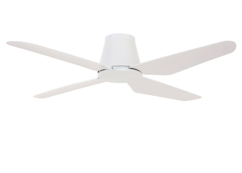 ARIA White flush ceiling fan Ø122 4 blades with remote control included