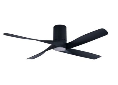 RIVIERA Black flush ceiling fan Ø132 4 blades with light integrated and remote control included