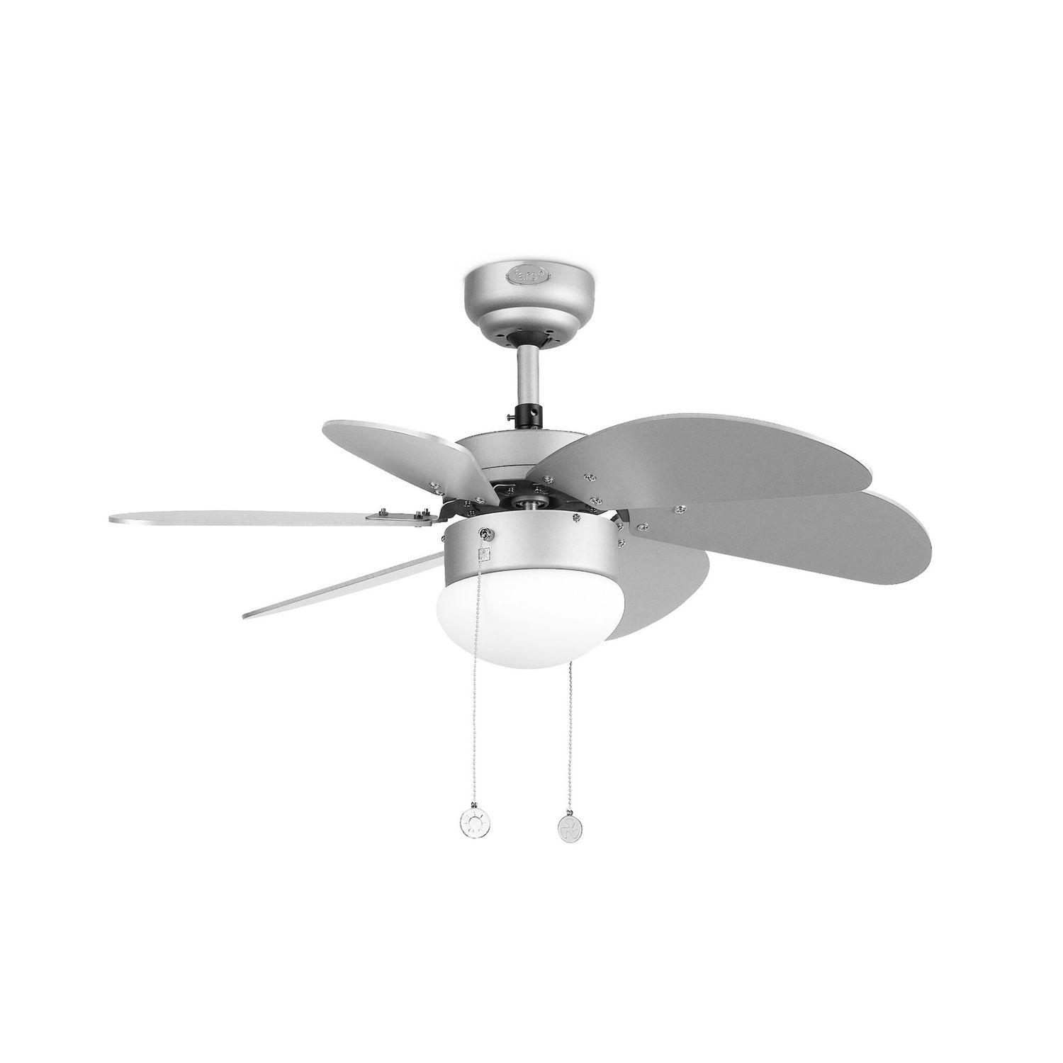 PALAO Grey ceiling fan Ø81cm light integrated with pull chain