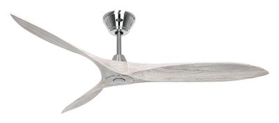 ECO AIRSCREW Ø152 Brushed Chrome/Brushed White Solid Wood energy saving ceiling fan, remote control included