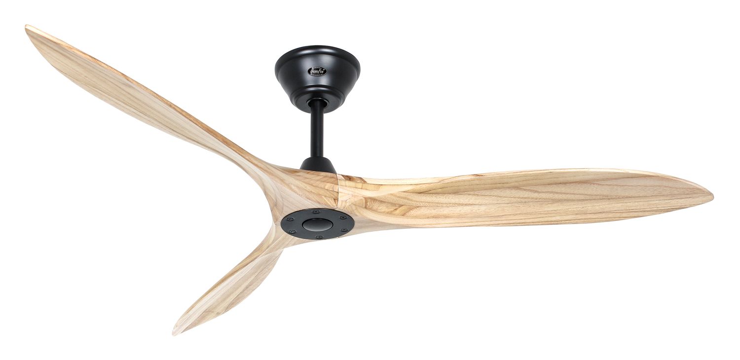 ECO AIRSCREW Ø152 Matt Black/Natural Solid Wood energy saving ceiling fan, remote control included