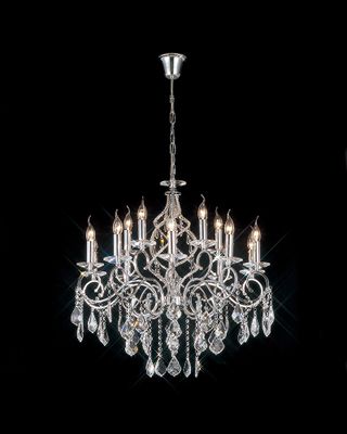 Torino Pendant Polished Chrome/Crystal 15 Light E14