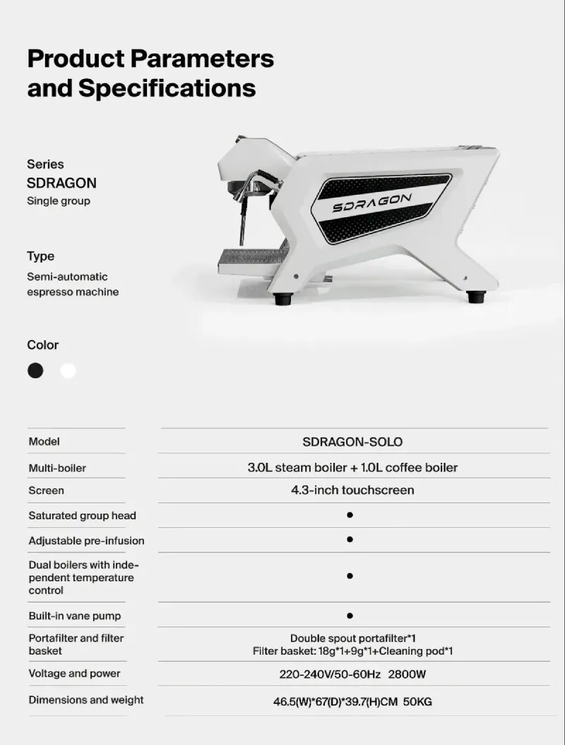 Wendougee SDragon Máquina de espresso comercial (Blanco)